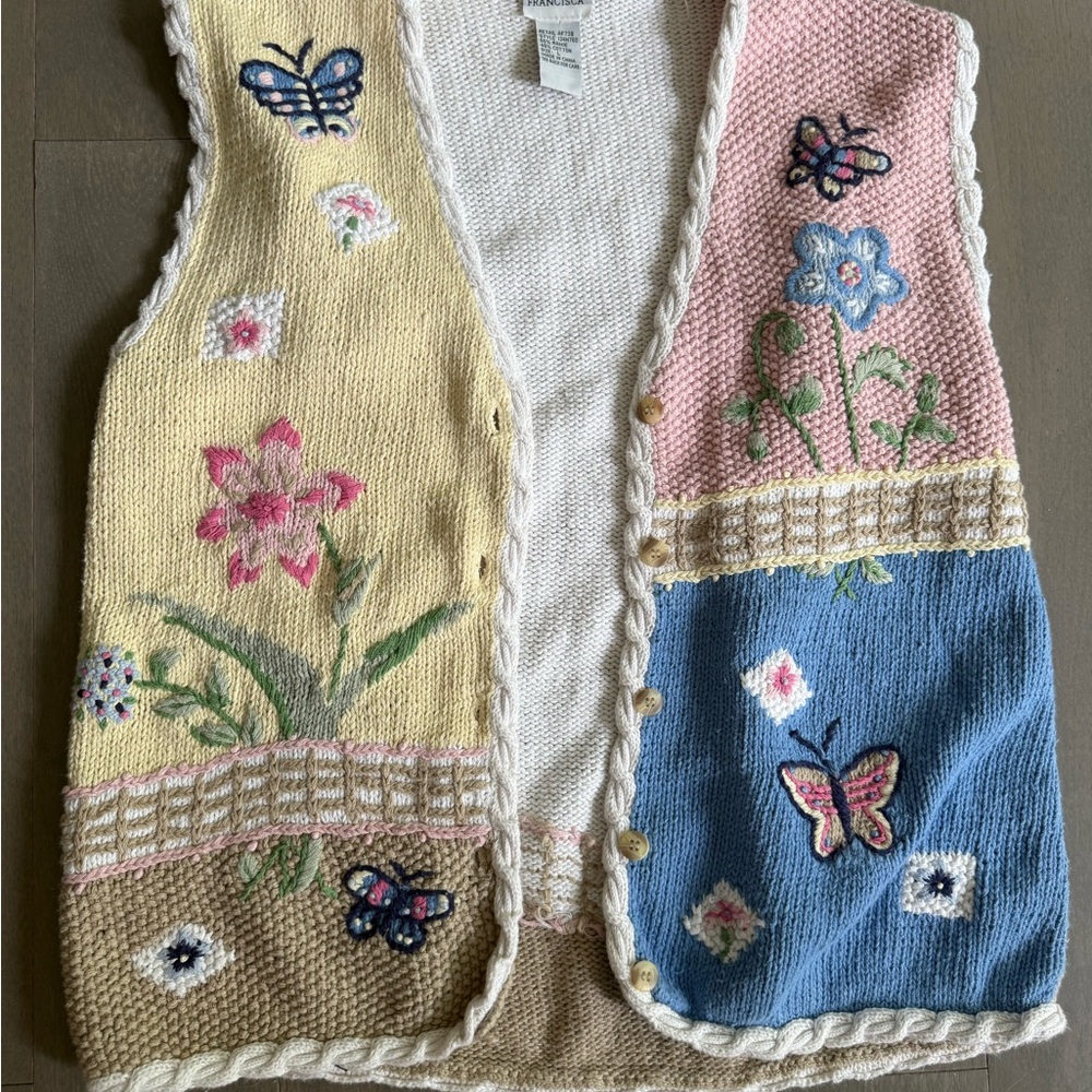 Vintage Koret Butterfly Flower Knit Vest - Picture 2 of 4
